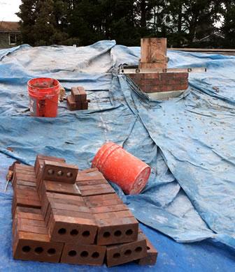 clean workplace with tarps on roof