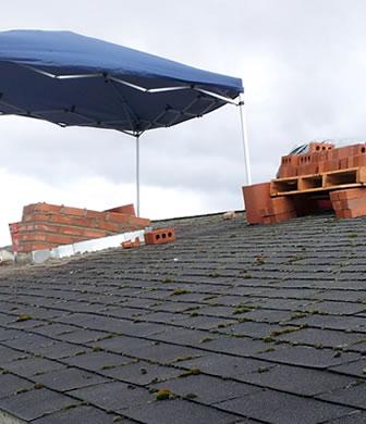 Keeping chimney covered with tent during repair