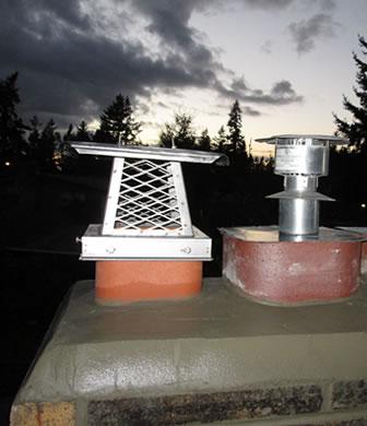 Cap/spark arrestors on newly refinished chimney